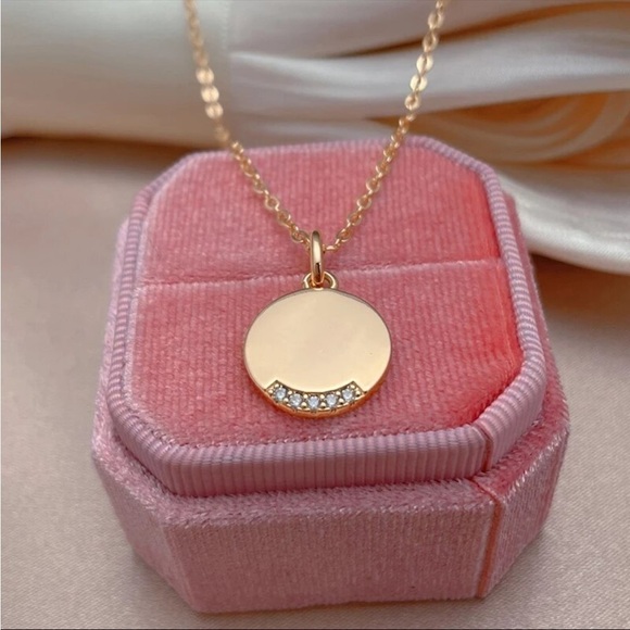 UNIQUE Micro Pave Inlay Round Drop Necklace - Picture 2 of 12